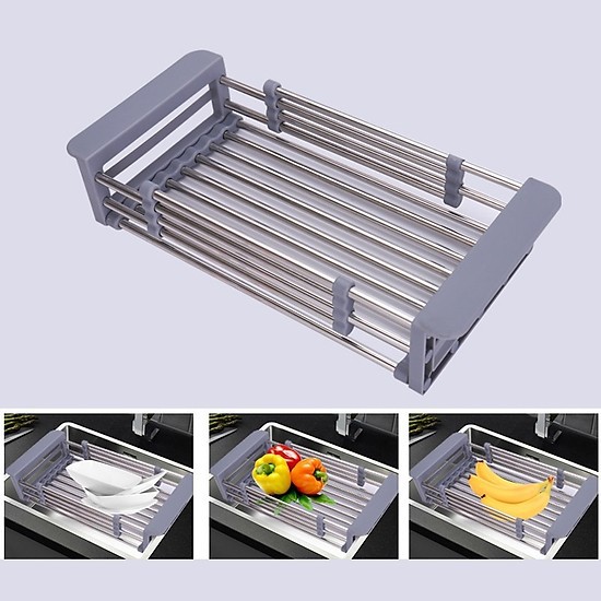 Rổ inox sâu gác bồn rửa loại to hàng xuất nhật