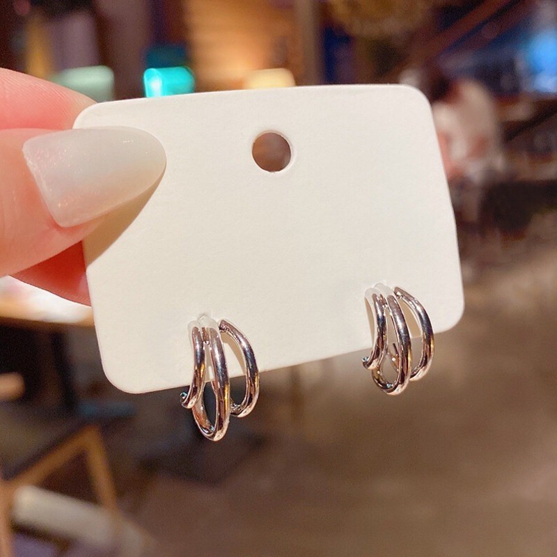 Đôi Bông Tai Tròn Mạ Bạc 925 Thời Trang Cho Nữ / Khuyên tai