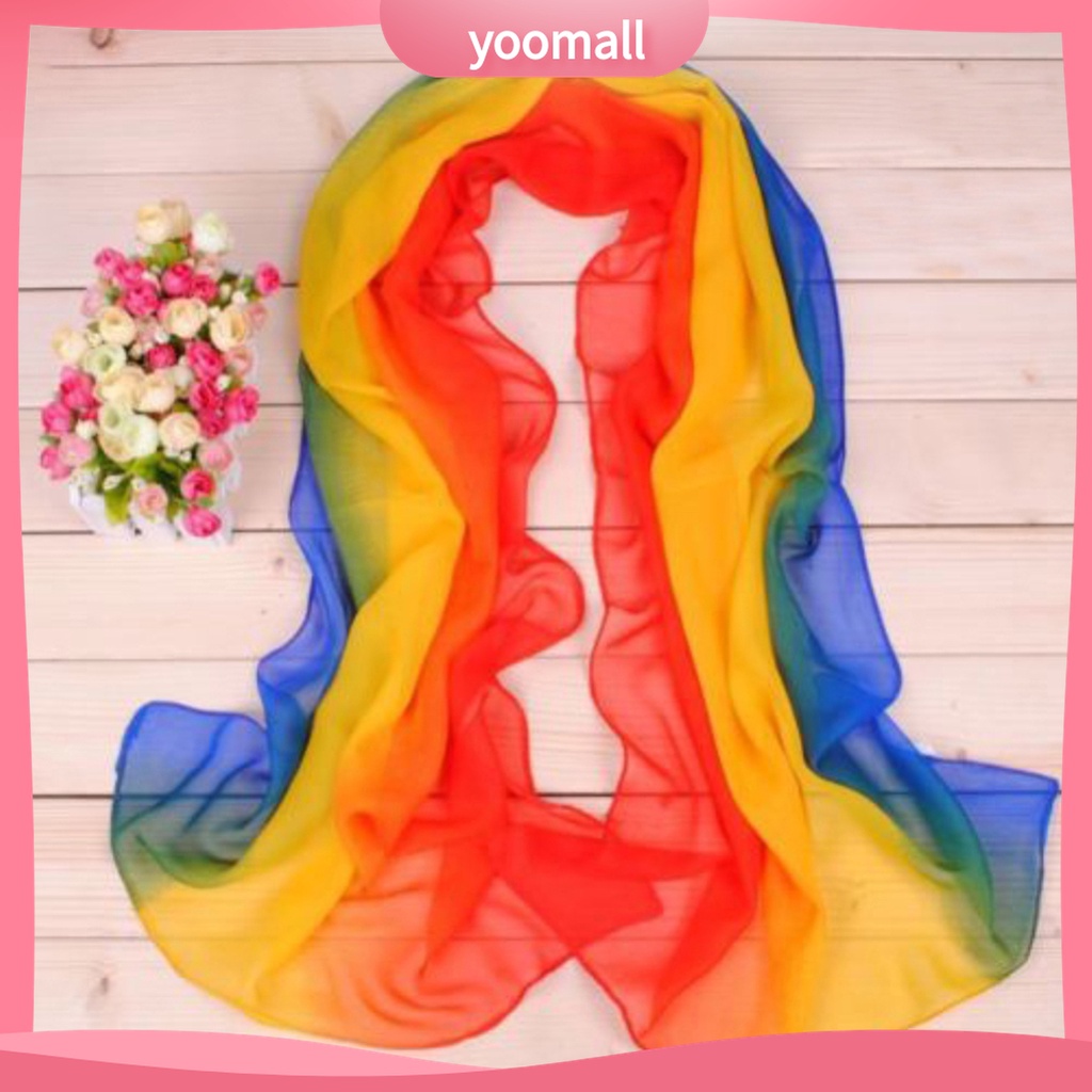 Yomall♡ Khăn Choàng Chiffon Dài Màu Gradient Mềm Mại Thời Trang Đi Biển Cho Nữ
