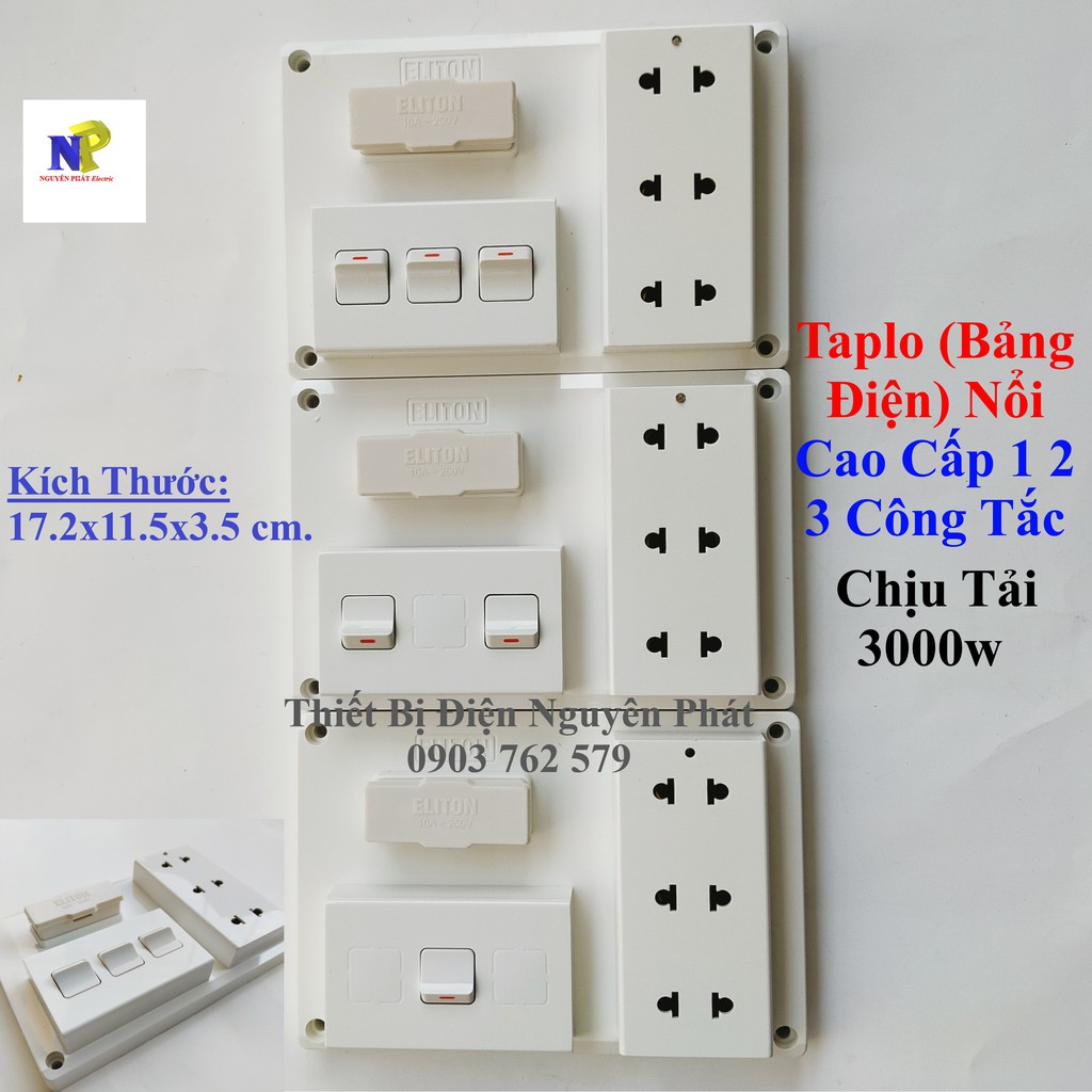 [ELITON] Taplo (Bảng Điện) Nổi Cao Cấp 1 2 3 Công Tắc Chịu Tải 3000w