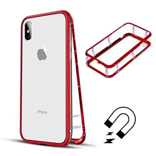 Ốp Điện Thoại Mặt Kính Viền Kim Loại Từ Tính Sang Trọng Cho Iphone 6 Plus / 7 Plus / X / Xr / Xs Max