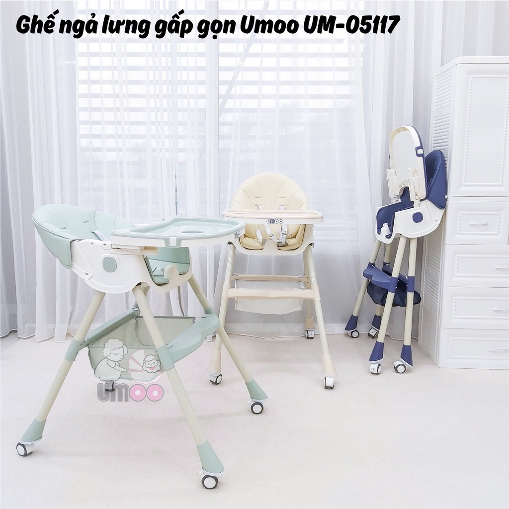 [Hàng sẵn giao ngay]. Ghế ăn ngả lưng gấp gọn có bánh UM-05117