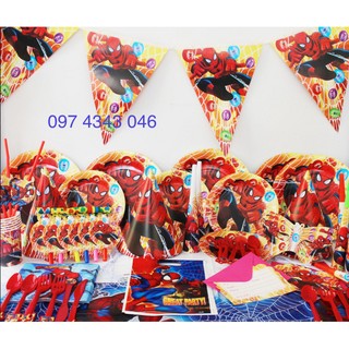 Bộ đồ trang trí sinh nhật hình người nhện xanh - Spiderman