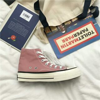 Giày sneaker ulzzang dáng converse màu hồng nhạt