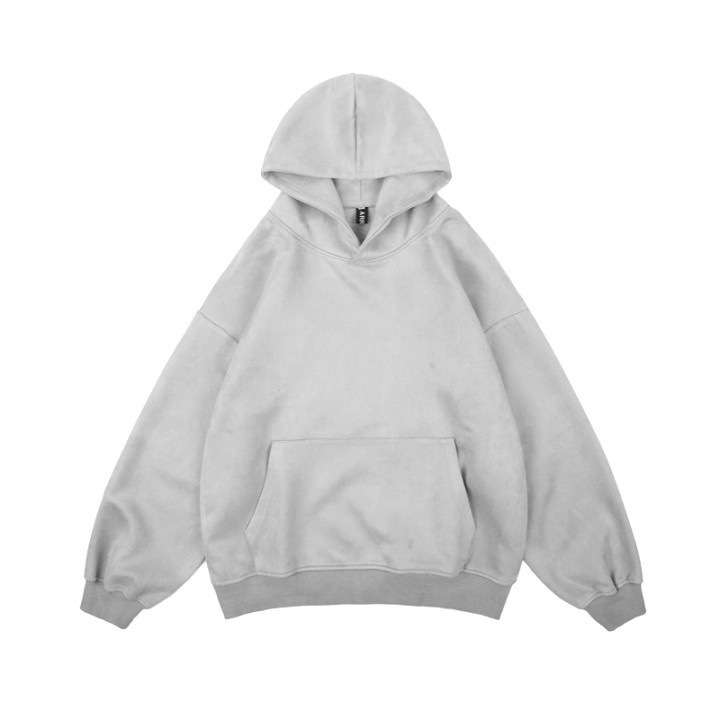 Áo khoác hoodie da lộn dáng rộng thiết kế năng động dành cho nam