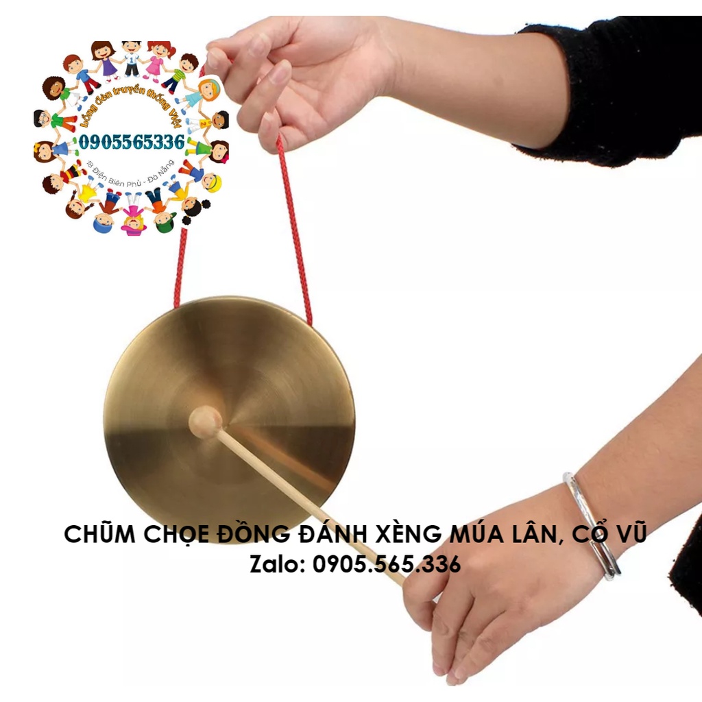 Chiêng chập cheng đồng/ Chũm Chọe đồng cổ vũ, đánh trống xèng múa lân đường kính 12cm