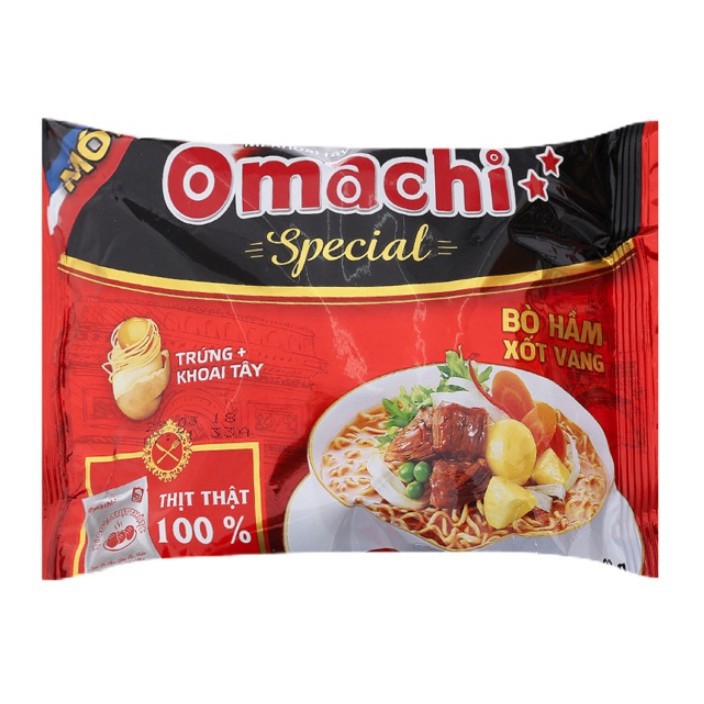 Thùng 30 Gói 92g Mì Tôm Omachi Special Thịt Thật Bò Hầm Xốt Vang