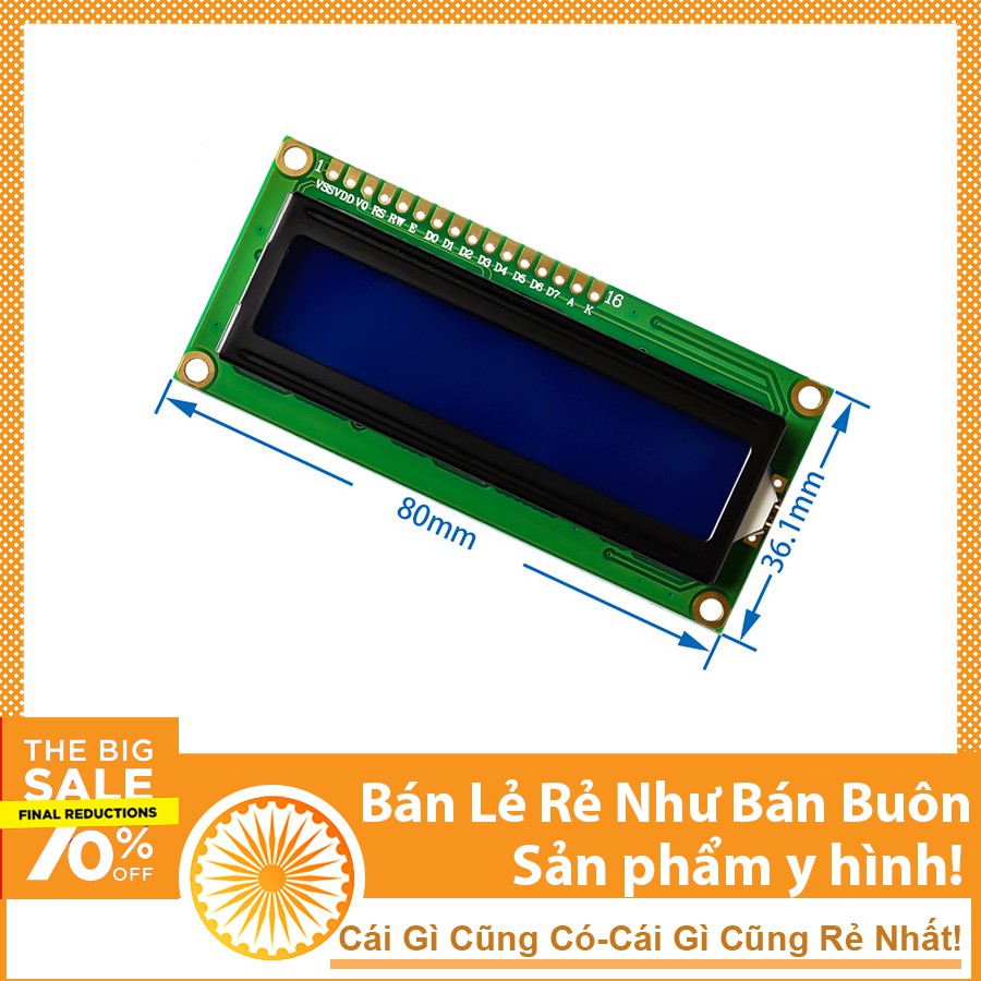 LCD 1602 Xanh Dương Điện Áp 5VDC