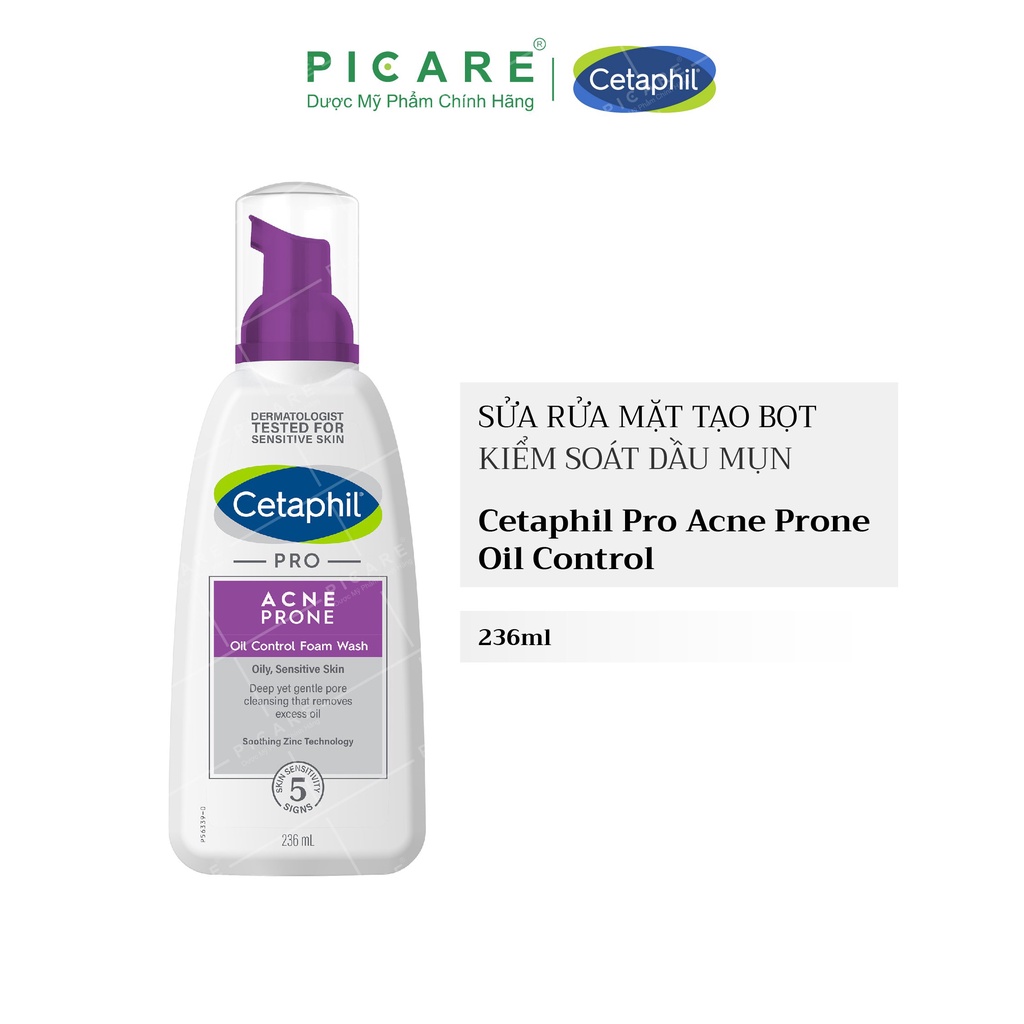 Sữa rửa mặt tạo bọt làm sạch bã nhờn và dầu thừa dành cho da dầu mụn Cetaphil Pro Acne Prone Oil Control Foam Wash 236ml