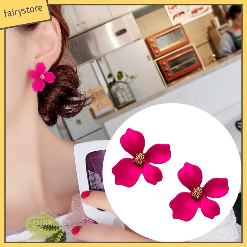 Khuyên Tai Kim Loại Hình Hoa Thời Trang Cho Nữ