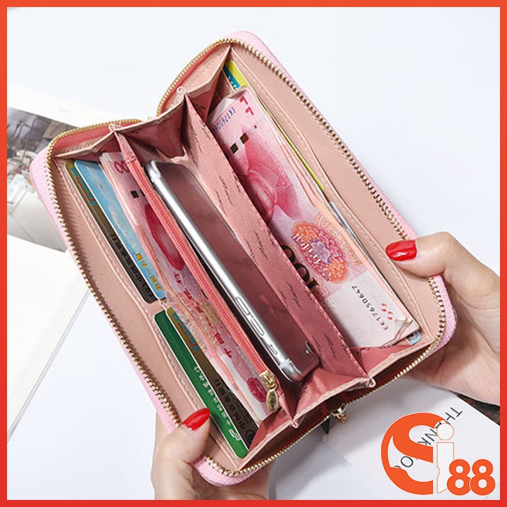 Ví Cầm Tay Nữ Dáng Dài Logo Cánh Bướm - Ví Da Nữ Dáng Dài In Chữ VD006 | BigBuy360 - bigbuy360.vn
