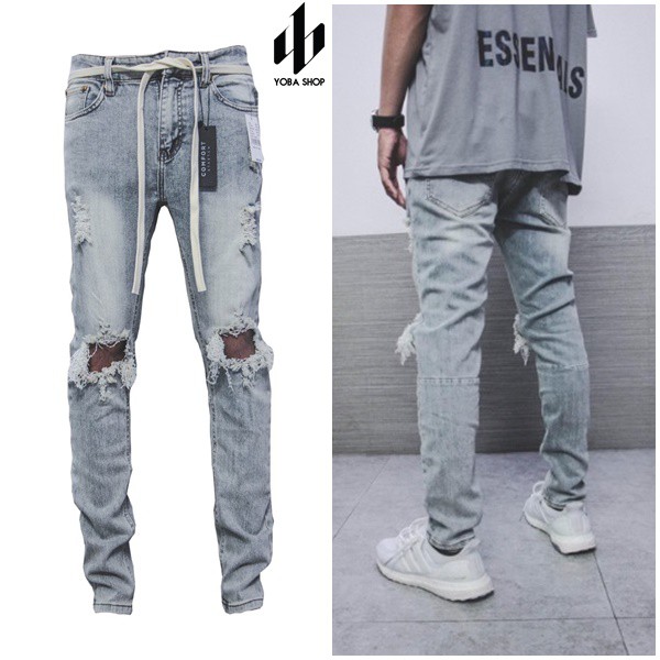 [Mã SKAMAP6 giảm 8% TỐI ĐA 50K đơn250K] QUẦN JEANS XANH RÁCH GỐI XỊN ĐẸP ĐỦ SIZE (ảnh thật 100%)