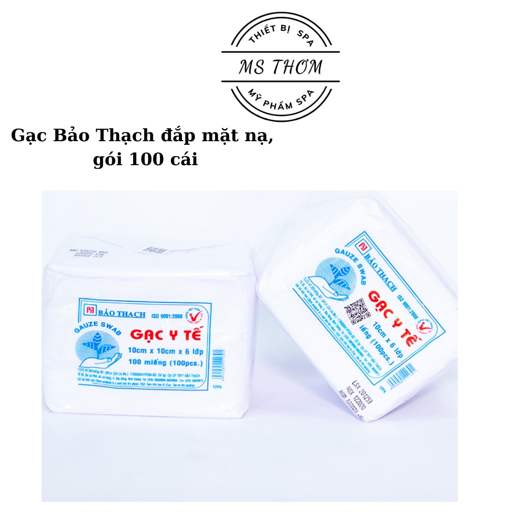 Gạc y tế Bảo Thạch đắp mặt nạ kích thước 10cmx10cmx6 lớp - gói 100 miếng