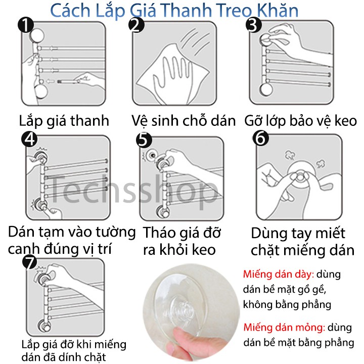 Giá Treo Khăn Tắm Dán Tường Ecoco E1610 Có 4 Móc Thanh Xoay 180 Độ