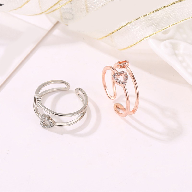 1pcs Women Simple  Love Ring Openwork Filled Zircon Ladies Ring Wedding Party Fine Jewelry