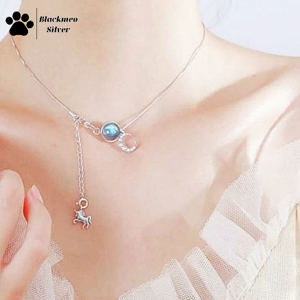 Dây chuyền bạch mã và mặt trăng bạc s925