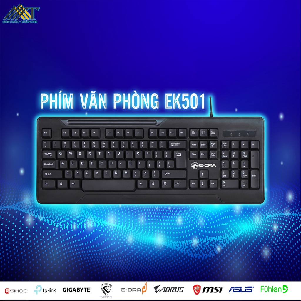 Bàn phím văn phòng có dây E-DRA - EK501 MÀU ĐEN