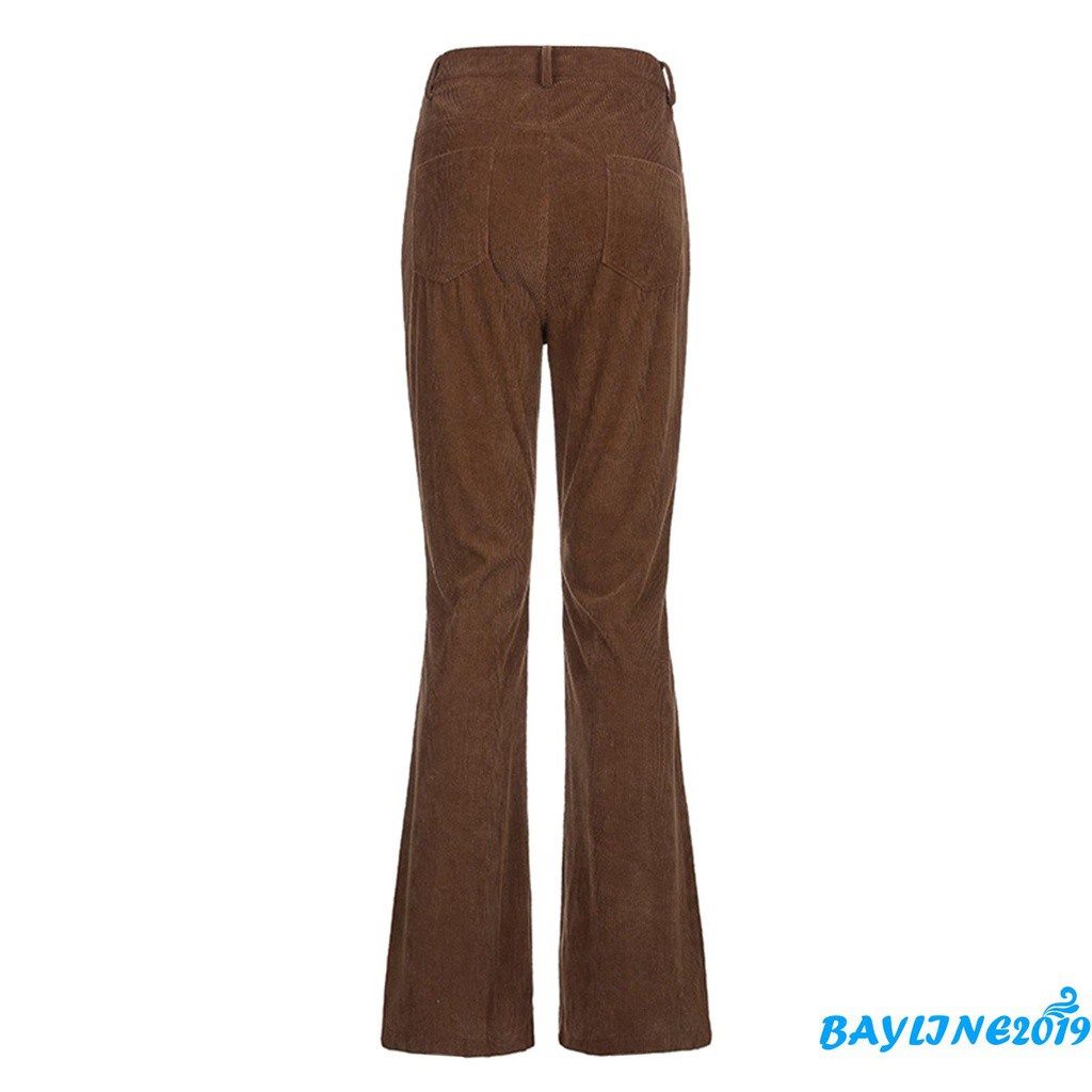 Quần Dài Ống Loe Lưng Cao Màu Trơn Thời Trang Cho Nữ