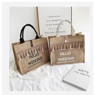 (#khotrangmon) Túi Cói Tua Đi Biển Túi Đi Du Lịch HELLO WEEKEND Mẫu Mới Siêu Hot 2022