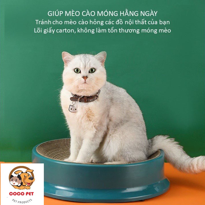 Bàn Cào Móng Hình Tròn Kiêm Ổ Nằm Cho Mèo Size Lớn 43cm, Chất Liệu Nhựa Cao Cấp Chống Trầy Xước