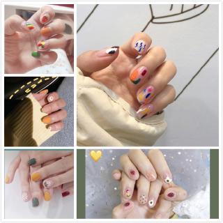 Set 14 miếng dán trang trí móng tay nghệ thuật phong cách Hàn Quốc chống thấm nước và bền tiện lợi