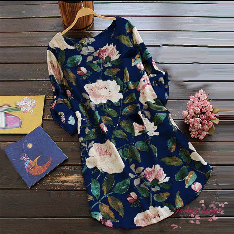 Đầm dáng rộng họa tiết hoa thiết kế thanh lịch kích thước S-4XL | BigBuy360 - bigbuy360.vn