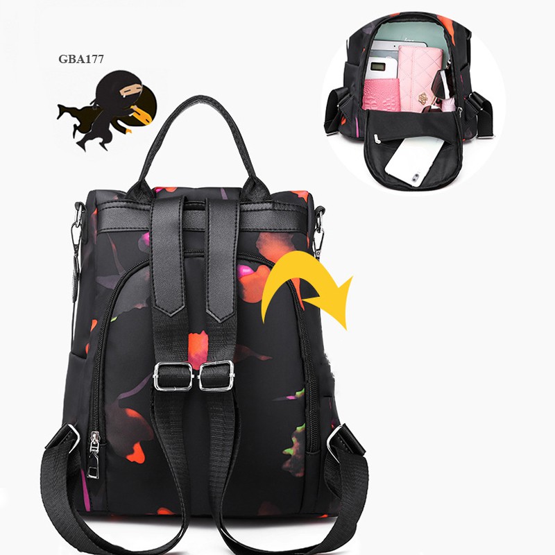 Balo kiêm túi xách, siêu nhẹ không thấm họa tiết bong bóng dạo phố, du lịch, đi học, đi làm GBA177