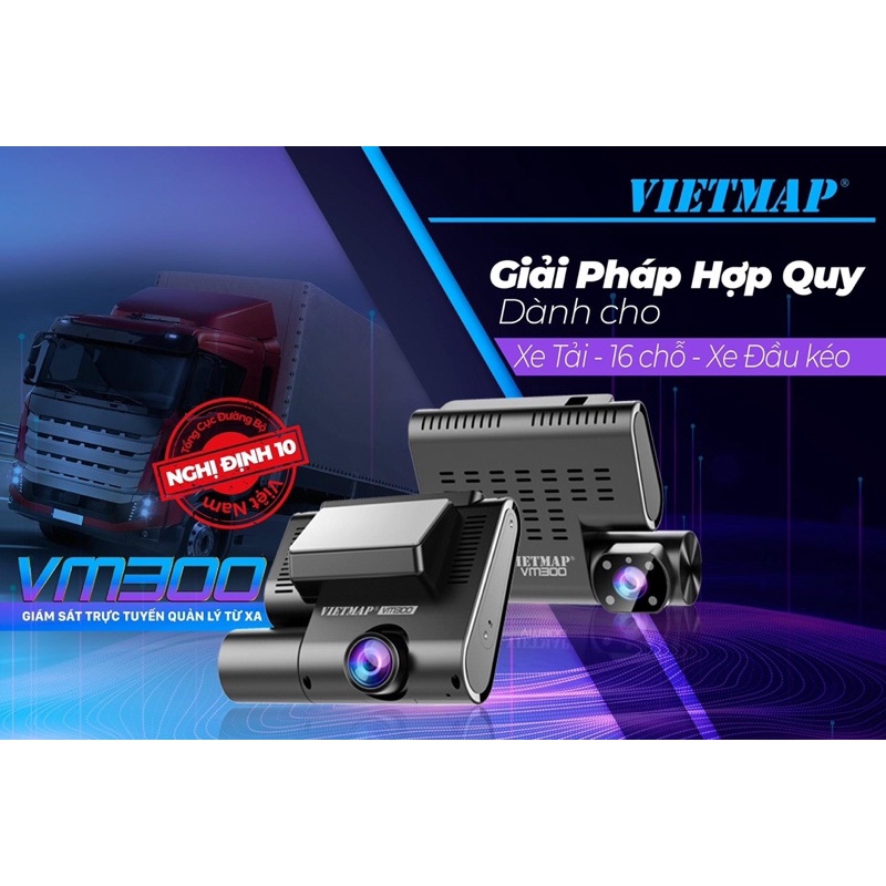 Camera hành trình VIETMAP VM300 đáp ứng nghị định 10 sử dụng xe 9-16 chỗ ( trang bị khe SIM Data 4G)