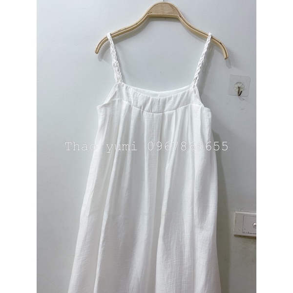 Sale váy suông 2 dây tơ trắng cao cấp hàng tqxk