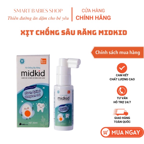 Xịt Chống Sâu Răng,Kem Đánh răng Dạng Xịt Midkid Vệ Sinh Bảo Vệ Răng Miệng Nướu Lưỡi Cho Bé