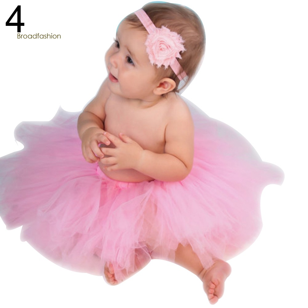 Set Băng Đô Hoa + Chân Váy Tutu Chụp Ảnh Cho Bé Gái