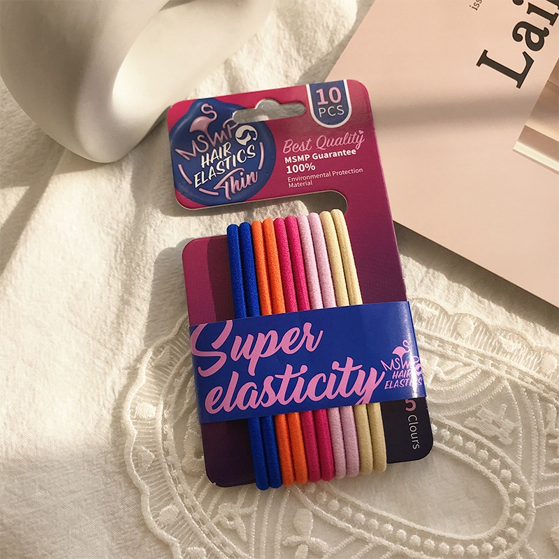 Bộ 10 Dây Buộc Tóc Nhiều Màu Sắc Đơn Giản Thời Trang