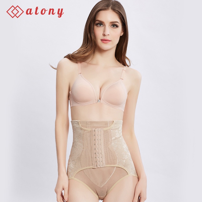 Quần Gen Nịt Bụng Cạp Cao Có Móc Cài ATONY Giúp Định Hình Bụng Tạo Đường Cong, Xiết Eo, Phối Ren Hoa Sexy | BigBuy360 - bigbuy360.vn