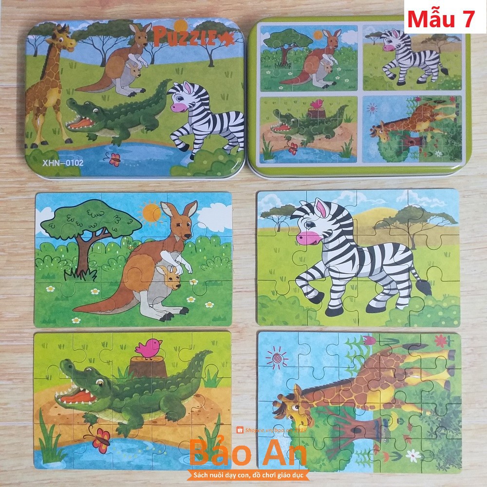 Ghép hình Puzzle hộp sắt 4 cấp độ