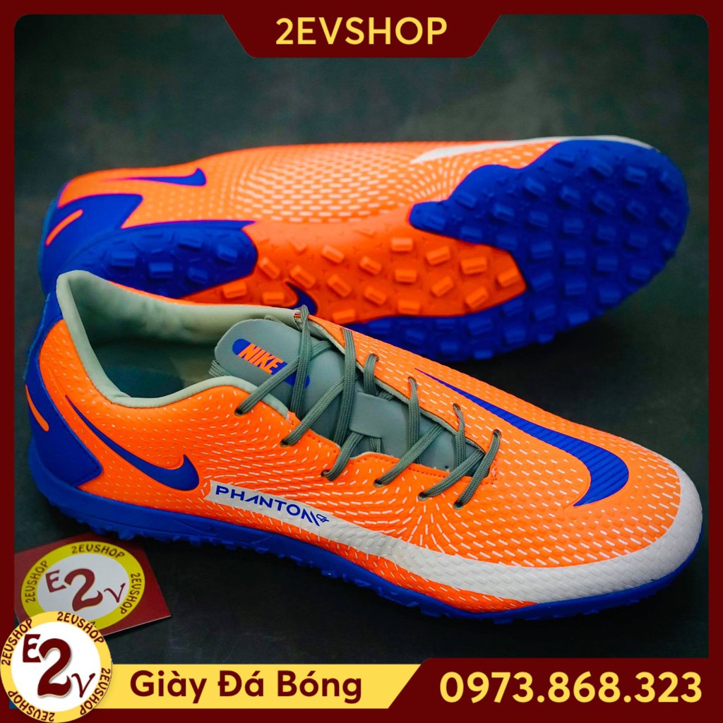 Giày Đá Bóng 𝗧𝗙 𝗡𝗶𝗸𝗲 𝗣𝗵𝗮𝗻𝘁𝗼𝗺 𝗚𝗧 Cam Xanh Đã Khâu ' , ! '