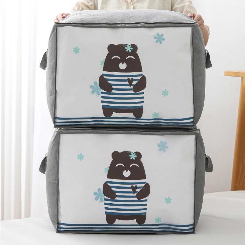 Túi đựng quần áo chăn mền bằng vải không dệt dày dặn chống ẩm tiện lợi