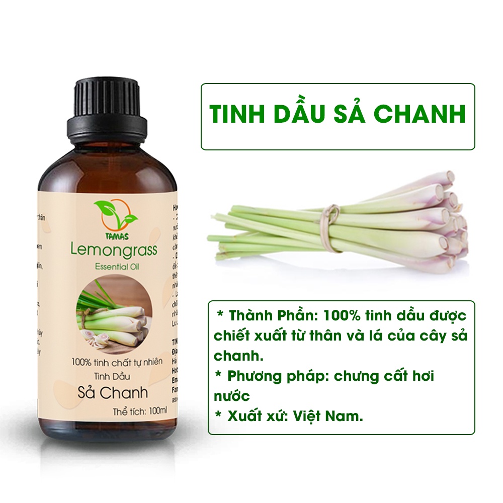 Tinh Dầu Sả Chanh Nguyên Chất Chai 50/100ml, Tinh Dầu Thơm Phòng, Giải Tỏa Căng Thẳng, Đuổi Muỗi Tốt