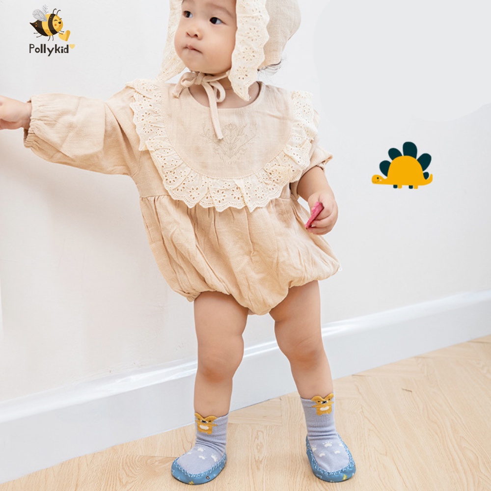 Giày tất tập đi chống trượt hoạ tiết đáng yêu cho trẻ sơ sinh từ 0 - 30 tháng Polly Kid - SP238