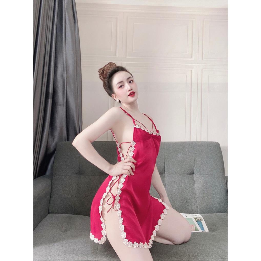 Váy Ngủ Sexy, Đầm Ngủ 2 Dây, Đầm Ngủ Ren Cột Dây 2 Bên Kèm Quần Lọt Khe, Siêu Quyến Rủ, Gợi Cảm. | BigBuy360 - bigbuy360.vn
