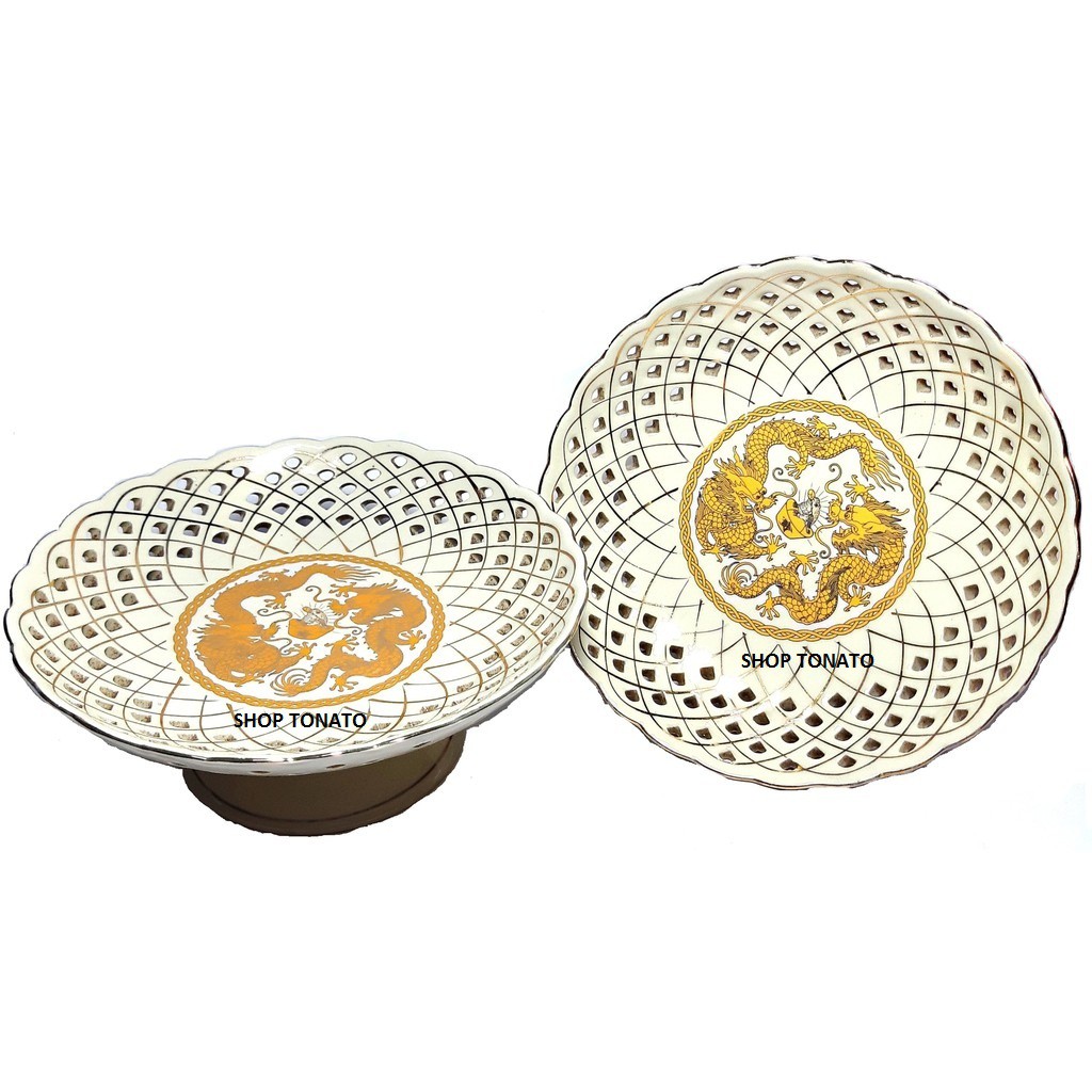 DĨA TRÁI CÂY SONG RỒNG LƯỚI KEM ĐƯỜNG KÍNH 15CM,20CM