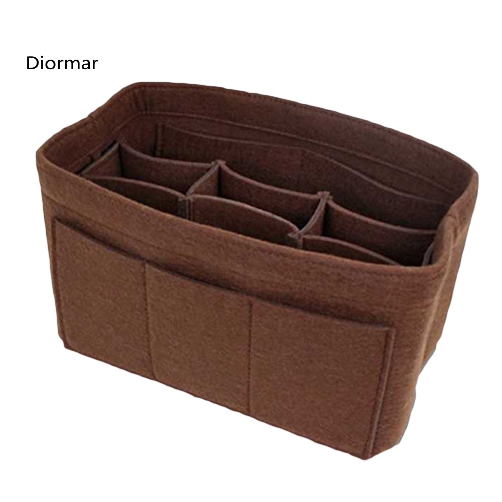 DOM_Multi-Grids Waterproof Large Capacity Makeup Cosmetic Storage Bag Felt Organizer