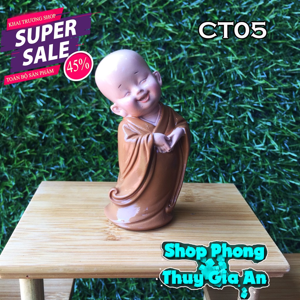 Tượng  Chú Tiểu Phong Thủy, Hàng Thủ công tại Việt Nam Trang trí Nội Thất, phòng làm việc, bàn trà bể cá (Bộ 03 tượng) | BigBuy360 - bigbuy360.vn