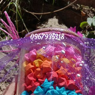 Lọ thuỷ tinh kèm giấy gâp sao dạ quang và 12 cung hoàng đạol