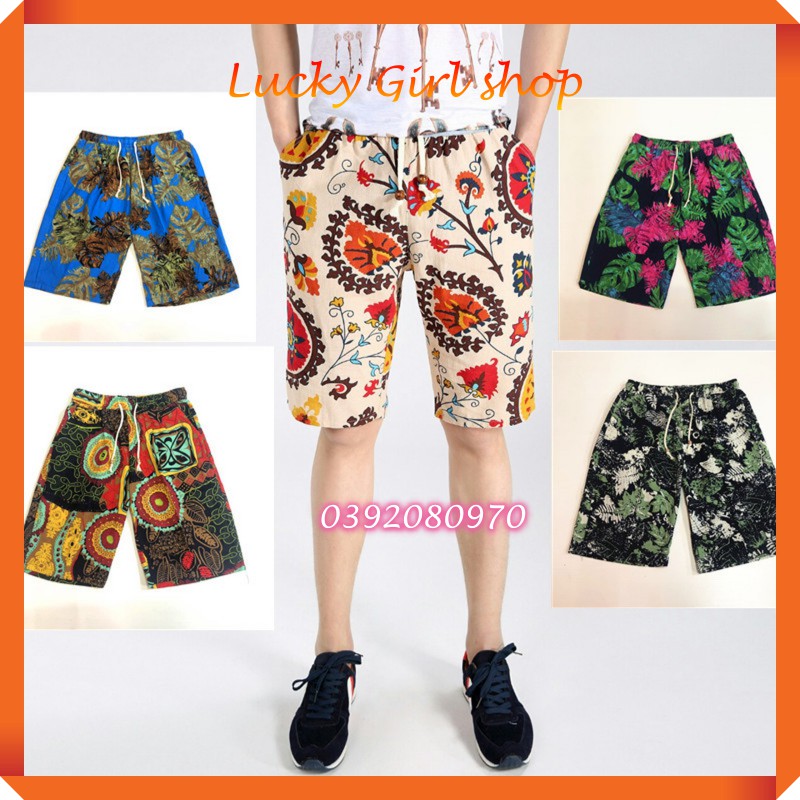 Quần Short Lửng Nam Vải Đũi Nhanh Khô Hoạ Tiết Độc Đáo - Hàng Nhập Quảng Châu Loại I
