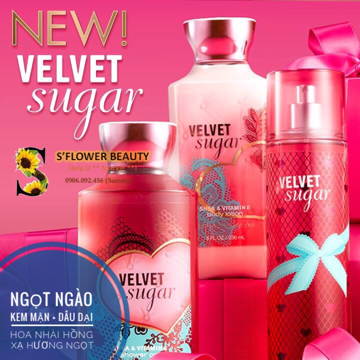 [Auth] Sản Phẩm Tắm Dưỡng Xịt Thơm Toàn Thân Lưu Hương Mịn Da Bath &amp; Body Works - Velvet Sugar