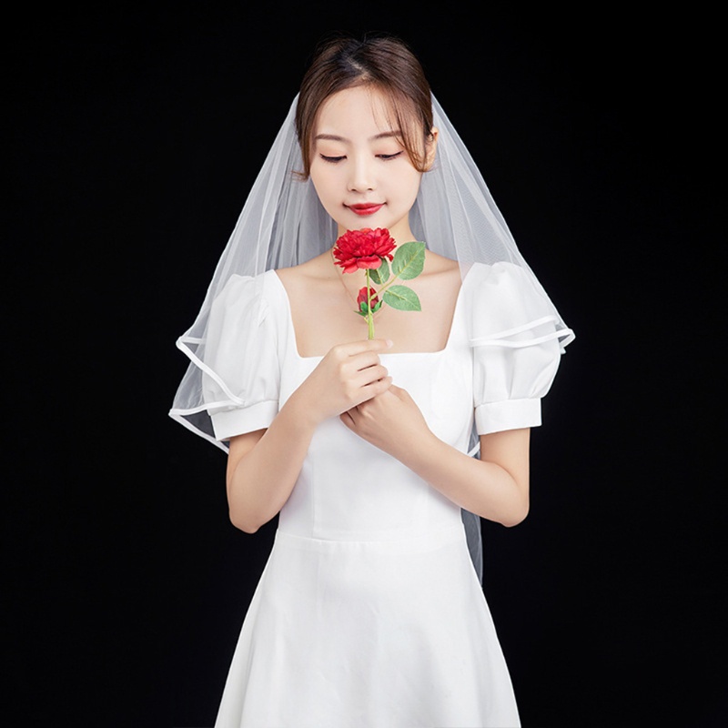 Mạng Che Mặt 2 Lớp Bằng Vải Tuyn Trang Trí Đám Cưới