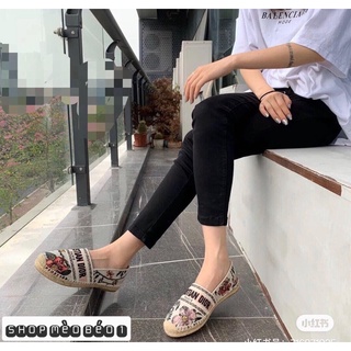 Giày slip on cd thổ cẩm đế cói fullbox