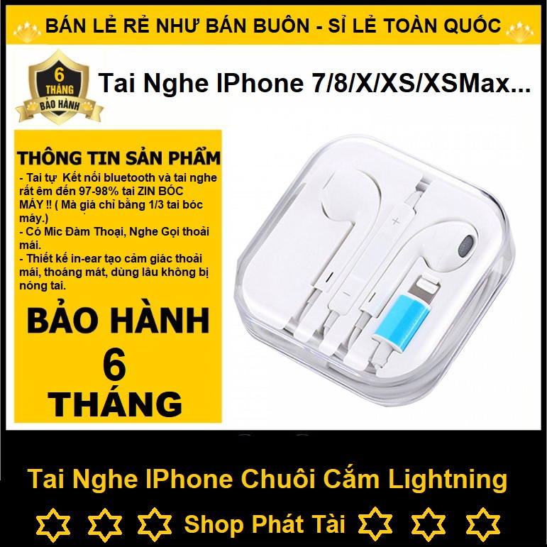 Tai Nghe Dùng Cho Điện Thoai Bắt Bluetooth ( Tai Nghe Có Micro ) - Kết Nối Cổng Lightning