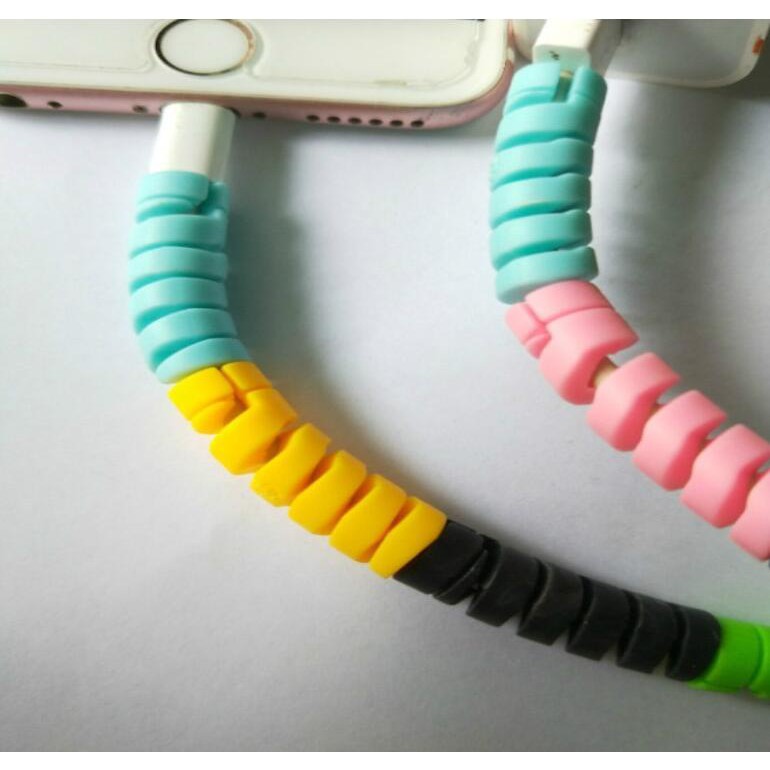 Phụ kiện bảo vệ dây cáp sạc từ silicon kiểu xoắn nhiều màu dễ thương