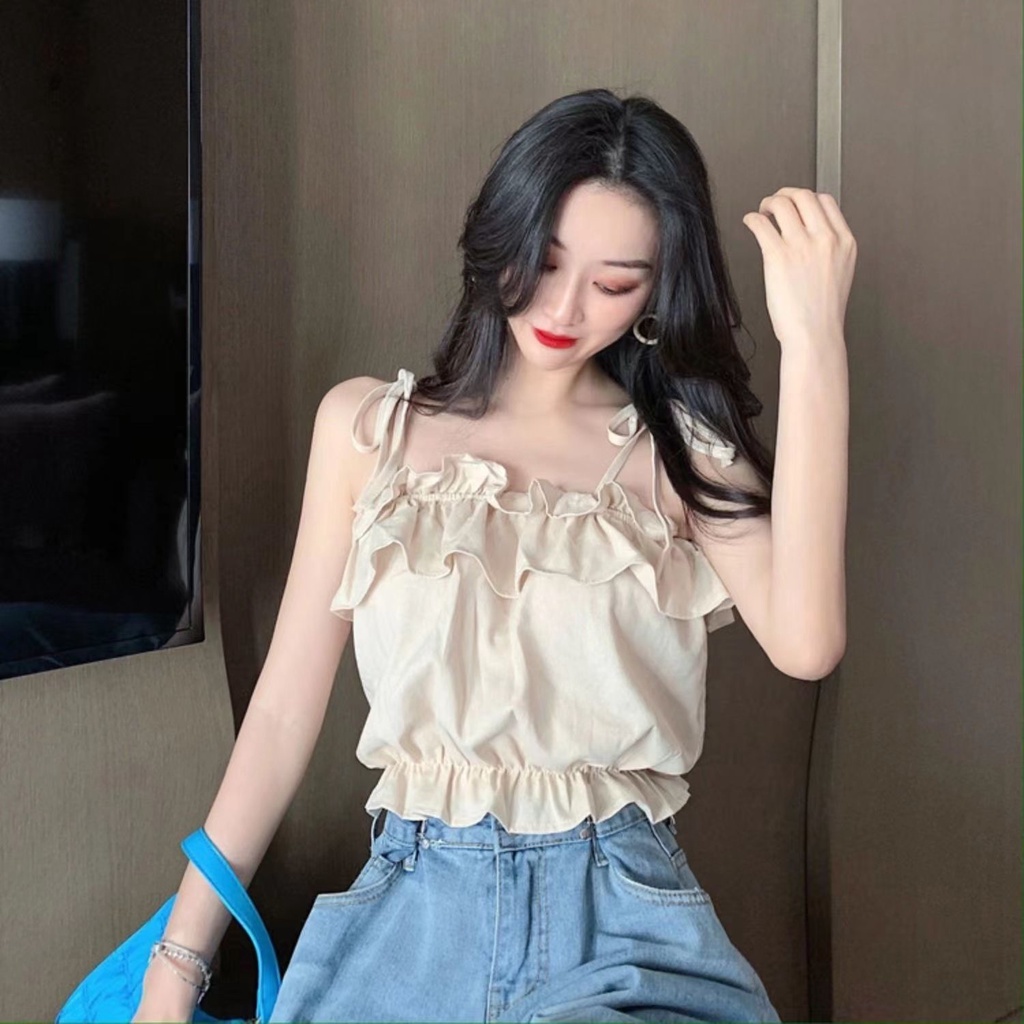 Áo Hai Dây Ngắn Thắt Nơ Phong Cách Thời Trang Mới Cho Nữ